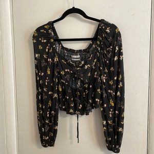 Urban outfitters cropped long sleeve top with cutout